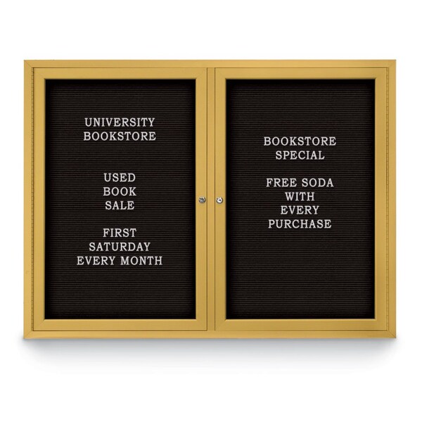 Indoor Enclosed Combo Board, 42"x32", Bronze Frame/Grey & Amethyst